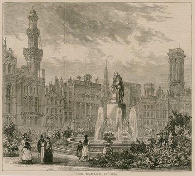 Leicester Square, Londýn, v roce 1874 od English School