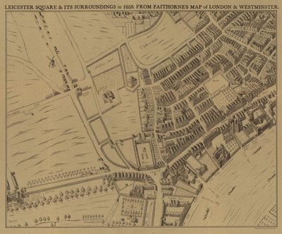 Leicester Square a jeho okolí v roce 1658 od English School