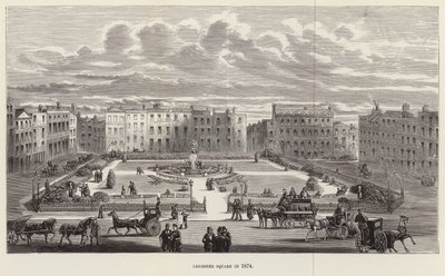 Leicester Square v roce 1874 od English School