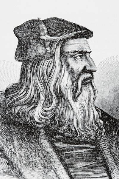 Leonardo Da Vinci (litho) od English School