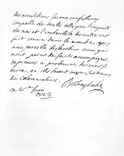 Dopis zaslaný lordem Bolingbrokem abbé Alari (litho) od English School