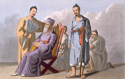 Lewchewan Chief and Attendants, 1820 (barevná akvatinta) od English School