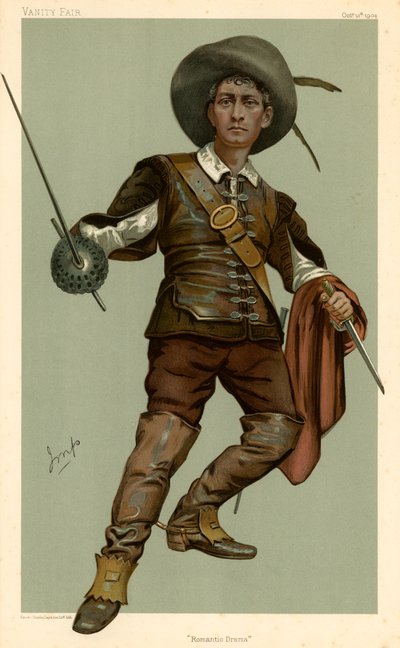 Lewis Waller, Romantické drama, karikatura Vanity Fair, 13. října 1904 od English School
