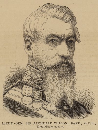 Generálporučík Sir Archdale Wilson, Baronet, GCB (rytina) od English School