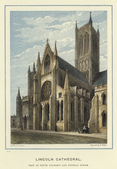 Lincolnská katedrála, pohled na jižní transept a centrální věž od English School