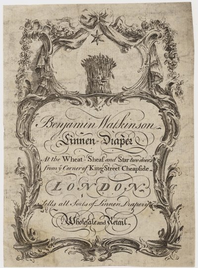 Linen Draper, Benjamin Watkinson, obchodní karta. od English School