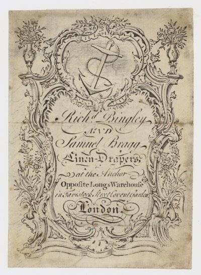 Linen Draper, Bingley & Bragg, obchodní karta od English School