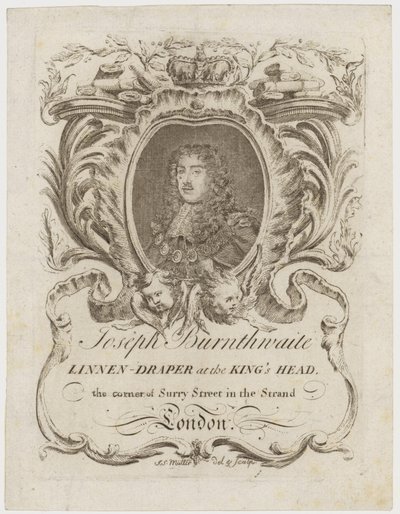 Linen Draper, John Burnthwaite, obchodní karta od English School