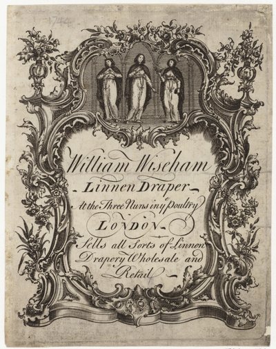 Linen Draper, William Wiseham, obchodní karta od English School