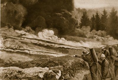 Tekutá palba, poprvé použitá Němci, úspěšně převzatá Spojenci, 1914-19 od English School
