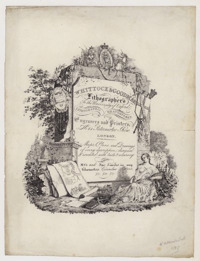 Litograf, Whittock & Goodman, obchodní karta od English School