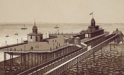 Liverpool: New Brighton Pier (litografie) od English School