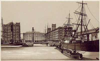 Liverpool: Liverpool: Waterloo Dock and Grain Warehouses (litografie) od English School
