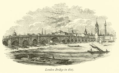 London Bridge v roce 1827 od English School