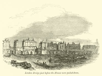 London Bridge těsně předtím, než byly domy strženy od English School