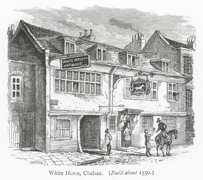 Londýnské kluby: White Horse, Chelsea (rytina) od English School