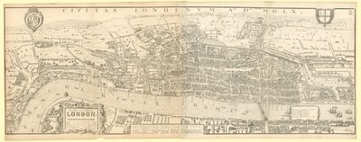 Londýn za vlády královny Alžběty I., faksimile (zmenšená) mapy od Aggase 1560 od English School