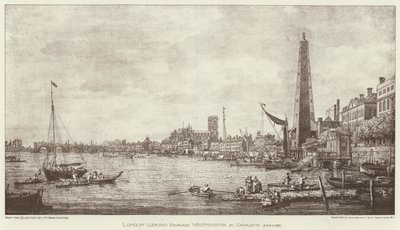 Londýn při pohledu na Westminster (litho) od English School