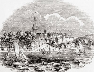 Londonderry, Severní Irsko, ze staré Anglie: z knihy Oldderly: A Pictorial Museum, pub. 1847 od English School