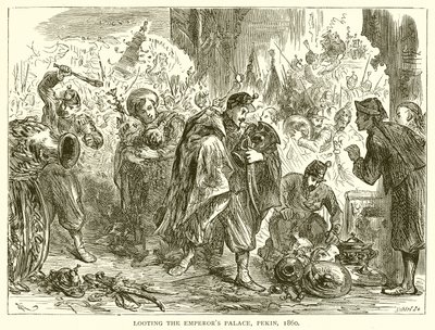Plenění císařského paláce, Pekin, 1860 od English School
