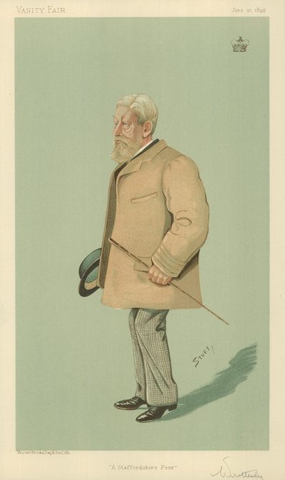 Lord Arthur Wrottesley, Staffordshire Peer, 20. června 1895, karikatura Vanity Fair od English School