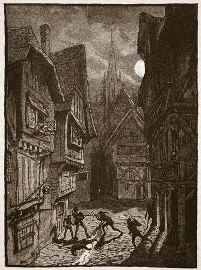 Lord Grey a jeho stoupenci útočí na hraběte ze Southamptonu, ilustrace z Cassells Illustrated History of England (sépiová fotografie) od English School