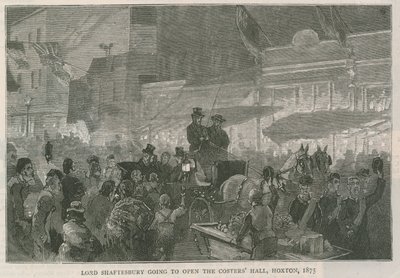 Lord Shaftesbury otevírá Costers Hall, Hoxton, Londýn, 1875 od English School