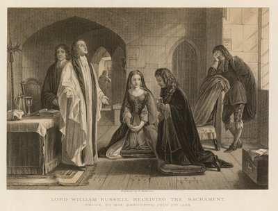 Lord William Russell přijímající svátost před popravou, 21. července 1683 (rytina) od English School