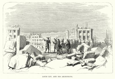 Louis XIV a jeho architekti (rytina) od English School