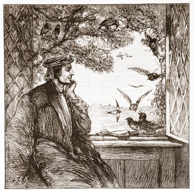 Luther by Coburg Castle: Diet of Kavka, ilustrace z Historie protestantismu od Jamese Aitkena Wylie (1808-1890), hospoda. 1878 od English School