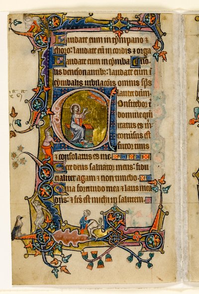 MS 1-2005, fol. 207v: Isaiah Praying, historická iniciála a z Macclesfieldova žaltáře, Use of Sarum, East Anglia, c.1330 od English School