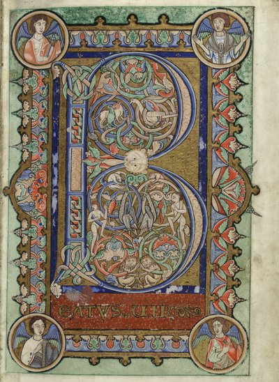 MS Hunter 229 f.22r z Hunterian Psalter, c.1170 (pero a inkoust a tempera na pergamenu) od English School