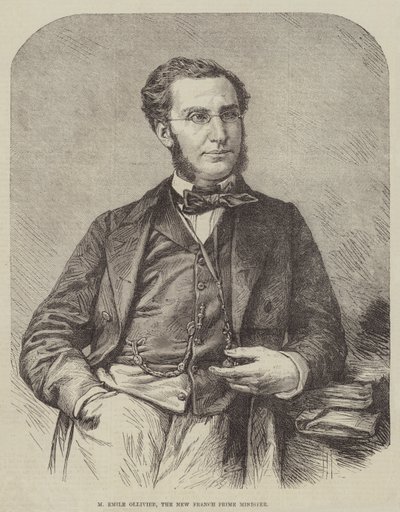 M Emile Ollivier, nový francouzský premiér (rytina) od English School