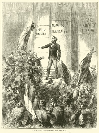 M Gambetta vyhlašuje republiku, září 1870 od English School