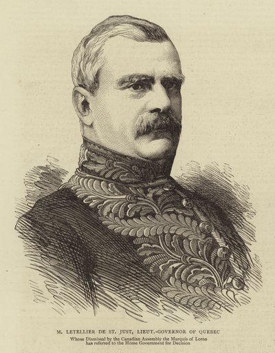 M Letellier de St Just, poručík-guvernér Quebecu (rytina) od English School