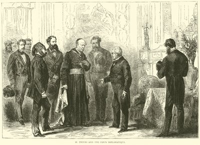 M Thiers a diplomatický sbor, březen 1871 od English School