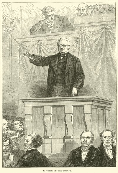 M Thiers na tribuně, 1871 od English School
