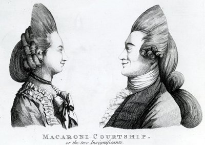 Makaronové námluvy, aneb dva bezvýznamní, publikoval M. Darly, 1772 (mezzotinta) od English School