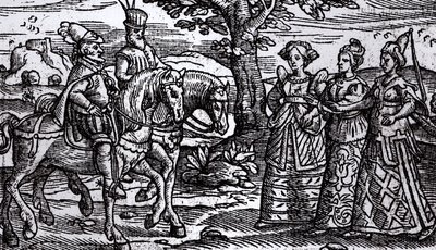 Macbeth, Banquo a tři čarodějnice, Historie Skotska, 1577, od English School