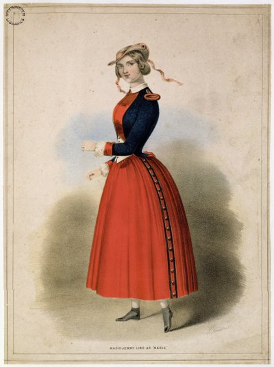 Mademoiselle Jenny Lind (1820-87) jako Marie, kolem 1847 od English School