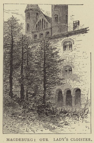 Magdeburg, klášter Panny Marie (rytina) od English School