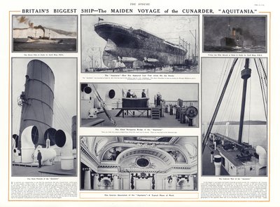 Hlavní plavba Cunardské lodi Aquitania, 1914 od English School