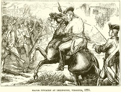 Major Pitcairn v Lexingtonu, Virginie, 1775 od English School