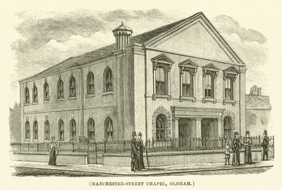 Kaple na Manchester-Street, Oldham (rytina) od English School