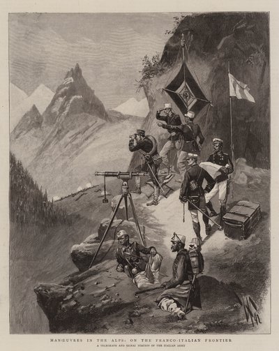 Manévry v Alpách, na francouzsko-italské hranici (rytina) od English School