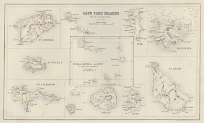 Mapa: Kapverdské ostrovy, z mapy Admirality (barevná litografie) od English School