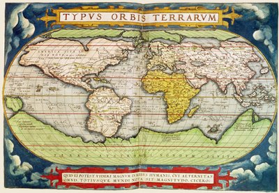 Mapa znázorňující cestu sira Francise Drakea (asi 1540-96) kolem zeměkoule, vyrytá Fransem Hogenburgem (1535-90) od English School