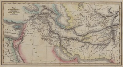 Mapa zemí, zmíněná v Historii Noema, Abrahama a králů Izraele (barevná rytina) od English School