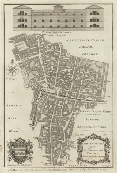 Mapa Cripplegate Ward, Londýn od English School