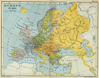 Mapa Evropy v roce 1910 (barevné lito) od English School